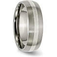thumbnail image 5 of Chisel Titanium Brushed and Polished with Sterling Silver Inlay 7.2mm Grooved Band - Ring Size 13.0, 5 of 8