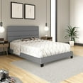 thumbnail image 3 of Skyline Decor Upholstered Linen Tri-Panel Channel Headboard Platform Bed Frame, Queen, Gray, 3 of 5
