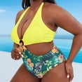 thumbnail image 4 of Guiexla Bikini Deep V Neck High Elasticity Splicing One Piece Floral Print Summer Women Swimsuit for Pool Party, 4 of 8
