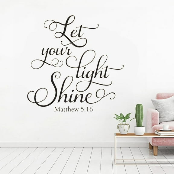 Let your Light Shine Matthew 5:16 Wall Sticker Inspirational Scripture Bible Verse Wall Decal for Home Bedroom Decor Use 42x42cm