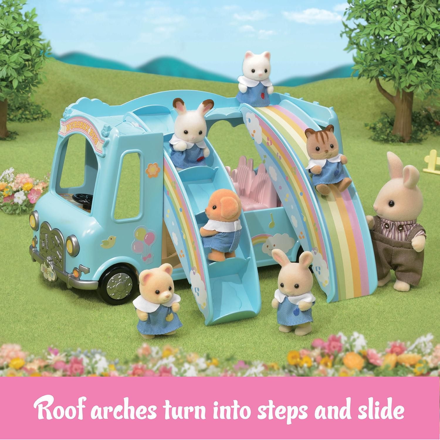 Calico Critters Sunshine Nursery Bus Toy Vehicle for Dolls