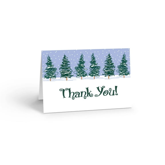 Stonehouse Collection Winter Trees Thank You Note Card Set - 10 Boxed Note Cards - Holiday Note Cards