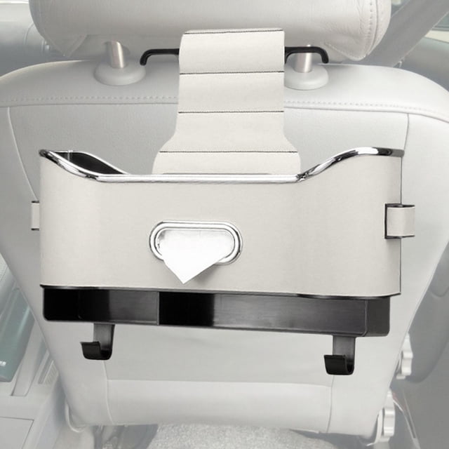 DYNWAVECA Back Seat Storage Box,Backseat Organizer Storage Box,with Partition Design,Hanging Headrest Backseat Organizer,for Truck White