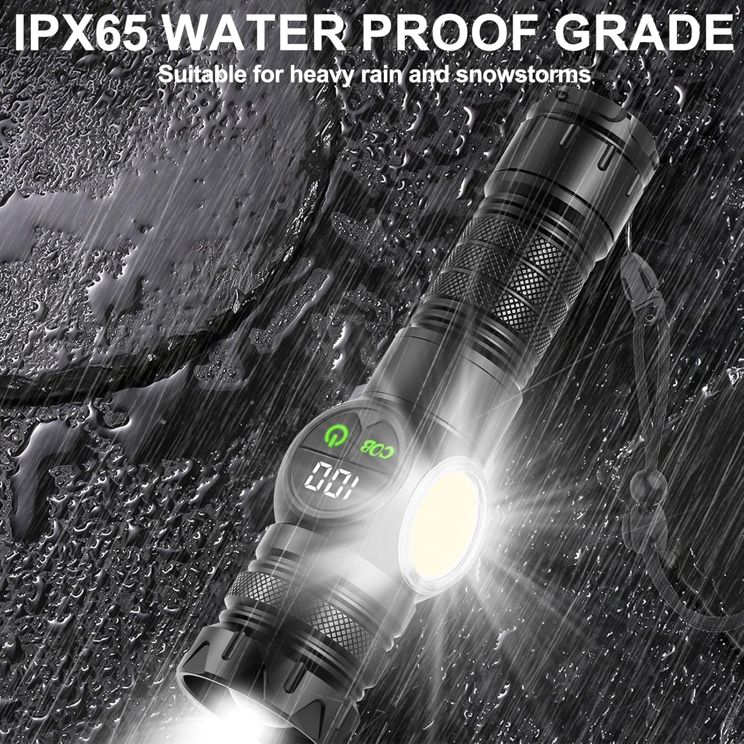 Siuyiu Flashlights High Lumens, USB Rechargeable Flashlights, Super Bright Flash Light with COB Light, Tactical Flashlights with Powerful Powerful Digital Display, LED Flashlight with 9 Modes