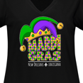 thumbnail image 4 of Inktastic Mardi Gras New Orleans Louisiana Jester Hat Women's Plus Size V-Neck T-Shirt, 4 of 5