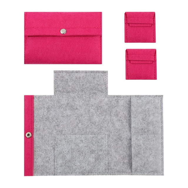 3 bolsas de almacenamiento de ganchillo, estuche para agujas de tejer, organizador con cierre a presión, suministros de costura de fieltro, bolsa para rojo