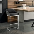 thumbnail image 2 of Atherik Bar Stool in Brushed Stainless Steel with Black Faux Leather, 2 of 15