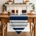 thumbnail image 3 of Table Runners 108 Inches Long, Navy Blue Grey Striped Cotton Linen Kitchen Dining Coffee Table Runner for Party Home Decor, Modern Minimalist Ombre Lines Tabletop Dresser Scarves Runner 13x108 Inch, 3 of 9