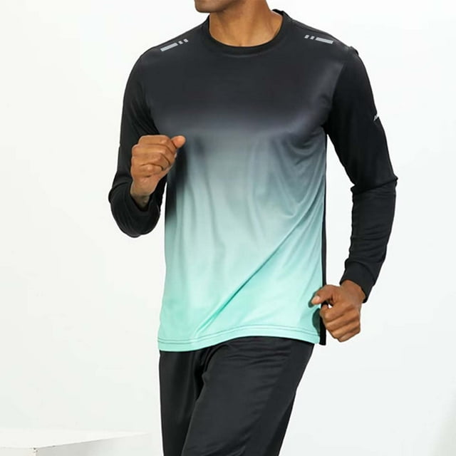 Men's Long Sleeve Shirts Sun Athletic Shirts for Hiking Running Workout Rash Guard Performance Gear