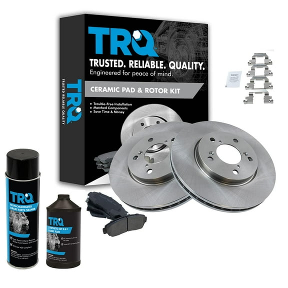 TRQ Front Ceramic Brake Pad & Rotor Kit of 2 Kit w/Chemicals BKA17023 Fits select: 2005-2010 HONDA ODYSSEY