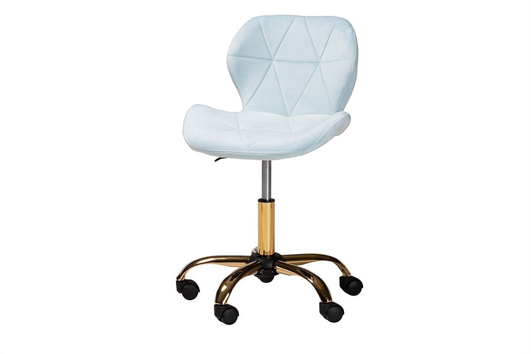 Baxton Studio Savara Contemporary Glam and Luxe Aqua Velvet Fabric and Gold Metal Swivel Office Chair