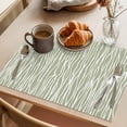 thumbnail image 3 of Green Waves Stripes Placemats Set of 6 Vintage Minimalist Lines Texture Place Mats Indoor Wipeable Table Mats Washable Cloth Dining Table Placemats for Kitchen Holiday Party Home Decor 13x19 Inch, 3 of 9