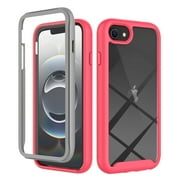 Dteck Case Built-in Screen Protector for iPhone 16e,Slim Fit Full-Body Shock Absorption Sturdy TPU+PC CaseHeavy Duty Shock Resistant Hard Cover for iPhone 16e,Pink