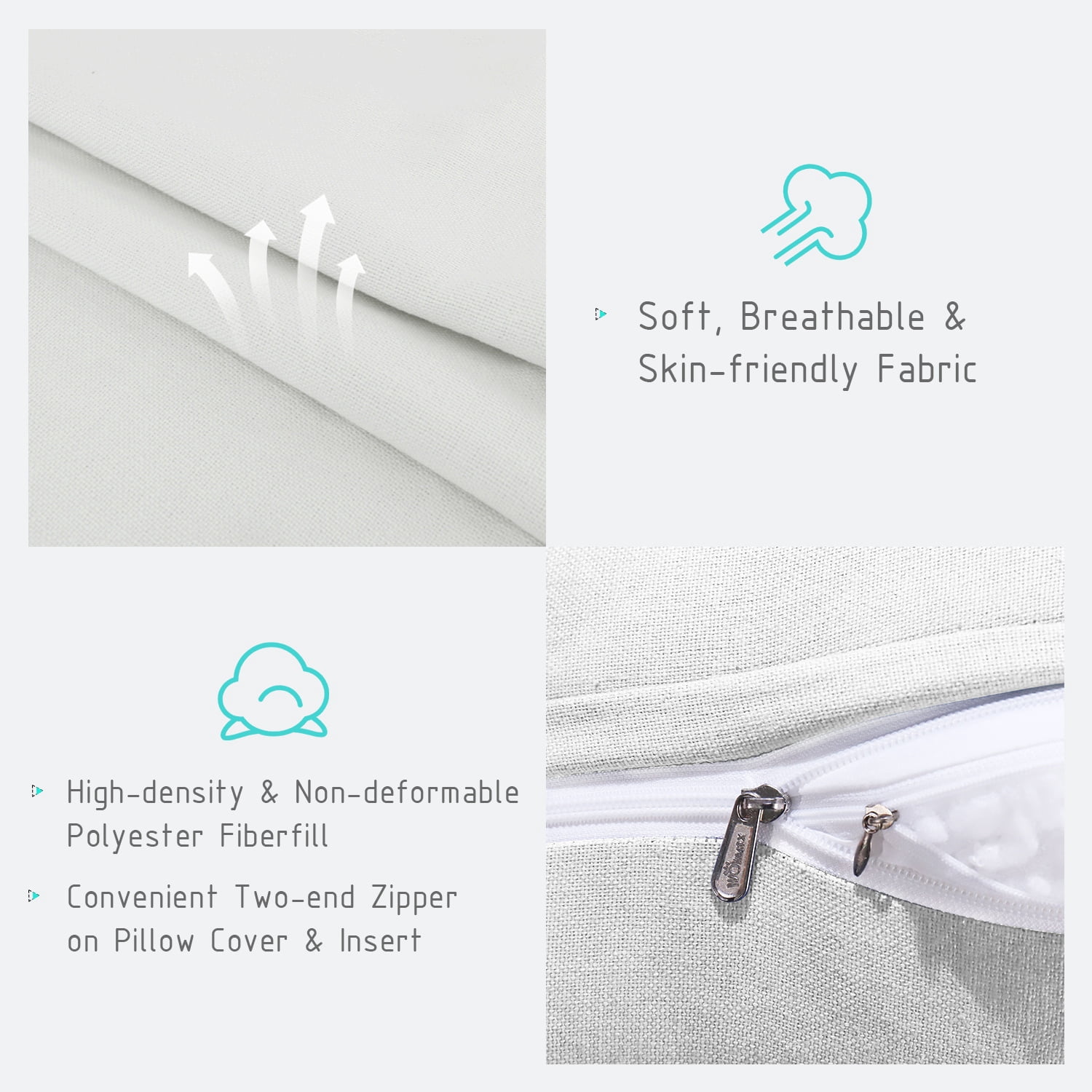 WOWMAX PP-Cotton Filled Triangular Wedge Pillow Positioning Support Reading Backrest Cushion for Sofa Bed Day Bed and Upholstered Headboard with Removable and Washable Cover Ivory 23.5 Inches