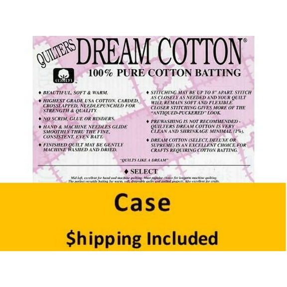 N4K Dream Cotton Natural Select Batting (Case (4), King 122 in x 120 in) shipping included *