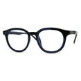 thumbnail image 3 of Hipster Round Horn Rim Inset Blue Light Filter Computer Lens Glasses Black, 3 of 4