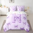 thumbnail image 2 of Castle Fairy Personalized Initial 7-Piece Twin Bedding Sets,Dreamy Princess Bedding Comforter Set,Purple Bow Breathable Sheet Sets,Lightweight Kawaii Room Decor,Reversible, 2 of 8