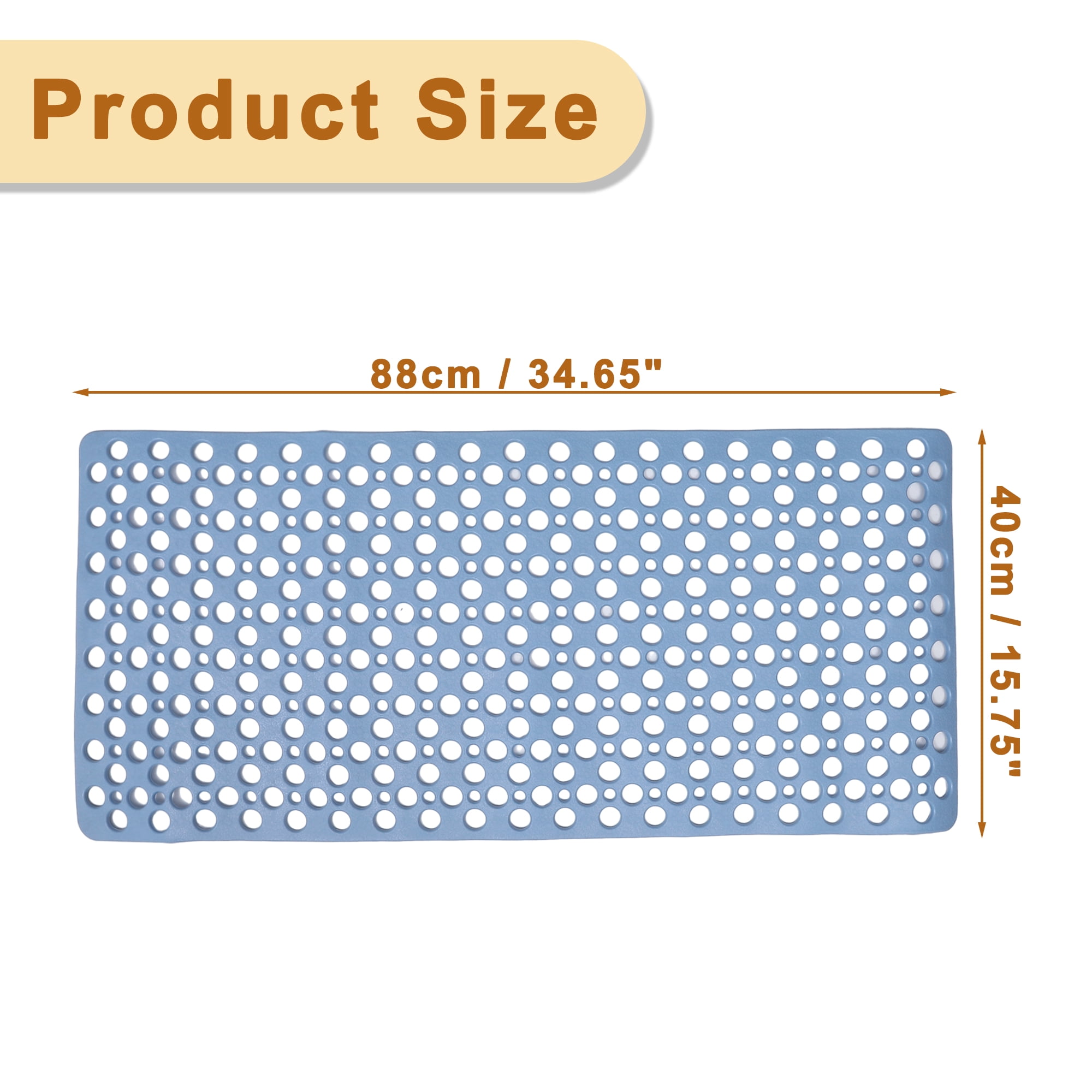 Unique Bargains Nonslip Bathtub Mat Bathtub Shower Mat Machine Washable Bath Mat for Tub Nonslip 34.65"x15.75" Blue