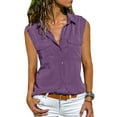 thumbnail image 2 of vigerkar Womens Sleeveless Button Down Shirts Blouses Business Work Summer Tank Tops 2025 With Pockets Purple, M, 2 of 5