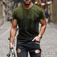 thumbnail image 2 of Penkiiy T Shirts for Men Casual Round Neck 3D Digital Printing Pullover Tops Fitness Sports Shorts Sleeves Tee Shirt Blouse 4XL Army Green, 2 of 5