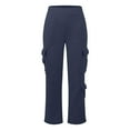 thumbnail image 4 of Aloohaidyvio Womens Cargo Sweatpants Casual Baggy Fleece High Waisted Joggers Pants Navy 2XL, 4 of 5