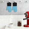 thumbnail image 3 of Unique Bargains Cotton Oven Mitts Heat-Resistant Cooking Gloves Sky Blue 13.4x7.1inch, 3 of 7