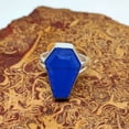 thumbnail image 2 of Blue Chalcedony Nature Healing Gemstone Coffin Ring, Genuine 925 Sterling Silver, Promise Ring, Graduation Gifts, Statement Ring, Wedding Ring, Proposal Ring (Blue Chalcedony), 2 of 9