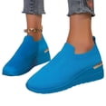 thumbnail image 2 of Domuza Women Knit Wedge Sneakers, Slip On Lightweight Breathable Casual Walking Shoes, Hidden Heel Comfortable Fashion Footwear with Metallic Accent Sky Blue 6.5（EU-37）, 2 of 6