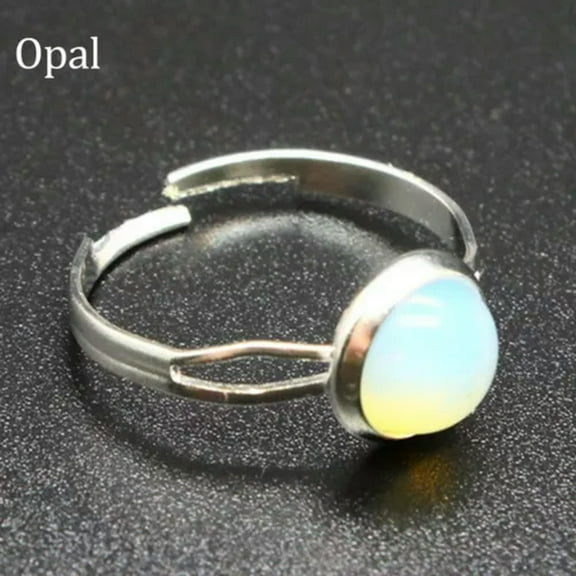 1pc Adjustable Chakra Crystal Ring Gemstone Mini Round Beads Quartz Jewerly Gift