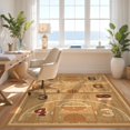 thumbnail image 3 of Design&I 6'x9' Washable Area Rug Motif Vintage Hardwood Tones Bold Jersey Numbers Stripe Basketball Flowing for Queen Size Bedroom, Under Bed, Sleek Flatweave Pet Friendly, 3 of 7