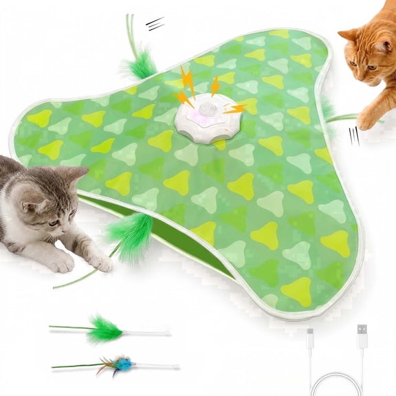 Suntomo Interactive Cat Toys for Indoor Cats, Automatic Rechargeable Hide and Seek Cat Toy with Moving Concealed,  Touch-Activated Toy with 3 Modes and 2 Replacement Feathers