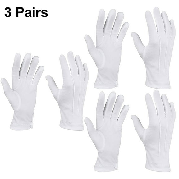 Gealach 3 Pairs White Uniform Gloves, Stylish & Comfortable, Suitable for Police, Server, Funeral, Formal Tuxedo & Guard Parade Costumes