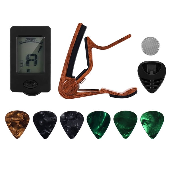 Afinador de Cejilla Guitarra Apto para Ukelele ViolíN Bajo EléCtrico AcúStica con PúAs y Soporte Accesorios