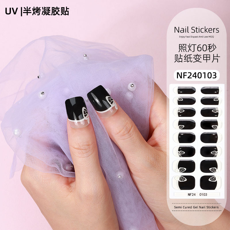 Gel nail stickers UV second generation semi-baked semi-cured nail stickers-NF240103