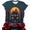 thumbnail image 6 of Yanchicy Womens Crew Neck T Shirt Seasonal Halloween Graphic Short Sleeve Printed Casual Tops Ladies Fashion Clothes Autumn Holiday Everyday Outfits, 6 of 7
