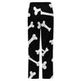 thumbnail image 6 of White Bone Pattern On Black Background Winter Female Pants Flannel High Waist Women Pants Lady Warm Straight Leg Plush Trousers, 6 of 7
