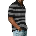 thumbnail image 4 of Polo Shirts for Men Casual Quarter-Zip Striped Beach Shirt Lightweight Short Sleeve T Shirt Fashion Business Collared Pullover OIOLOYJM Black 3XL, 4 of 9
