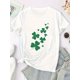 thumbnail image 2 of Camiseta con estampado de trébol del Día de San Patricio para mujer: cuello redondo, manga corta, estilo informal, 2 of 7