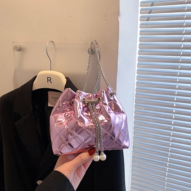 Bolso de mano para mujer, bolso de moda, bolso de cubo, bolso de cadena, bolso de mensajero simple (rosa) Sywqhk Para Estrenar