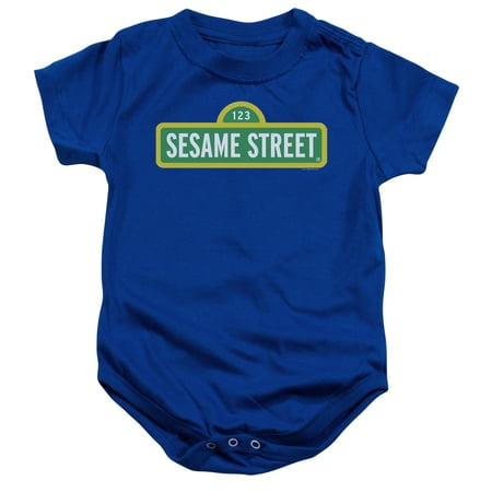 Sesame Street Logo Infant Snapsuit Romper Royal Blue 12Mos
