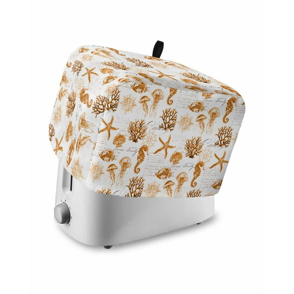 Fsddascl Orange Coastal Small Toaster Cover 2 Slice, Kitchen Appliance Covers, Nautical Starfish Tropical Fish Coral Toaster Oven Cover with Loop, Bread Machine Cover Polyester Dust Cover Protection