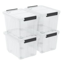 Tyminin 50L Stackable Storage Bin with Lid, Plastic Container with Heavy Duty Latches to Organize, Clear, 4-Pack