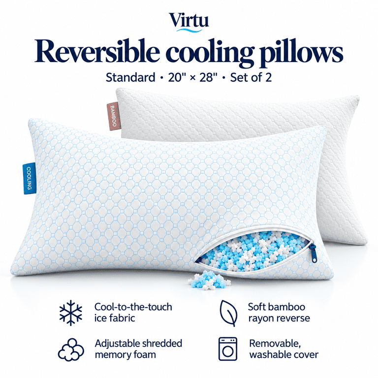 Virtu Cooling Memory Foam Standard Pillows 2 Pack photo 3