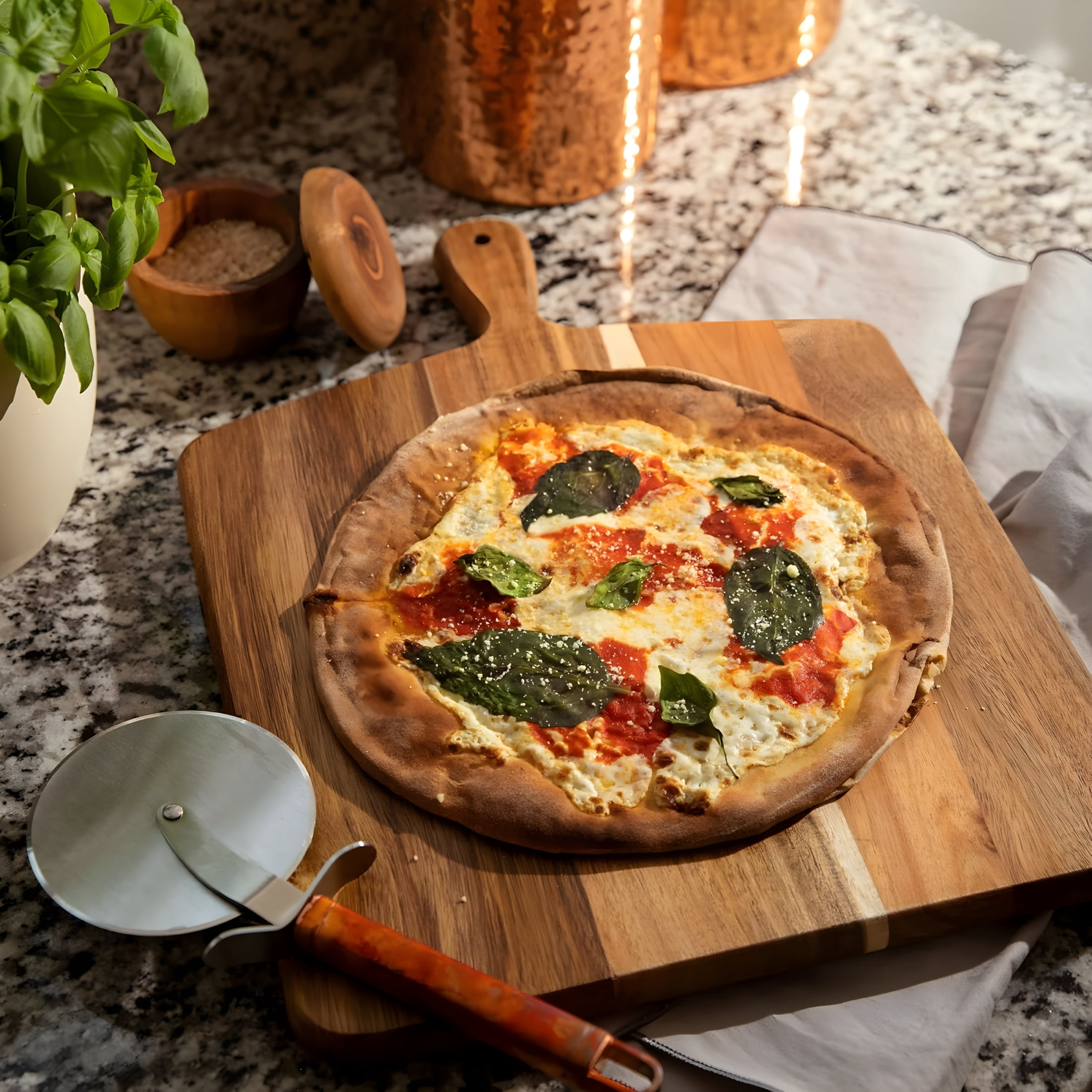 ACDANC Acacia Wood Cutting Board and Chopping Board with Handle for Meat,Cheese Board,Vegetables,Bread,And Charcuterie - Decorative Wooden Serving Board for Kitchen and Dining Room,17" X 13"