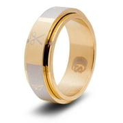 CritSuccess Rock Paper Scissors Dice Ring Spinner (Size 7.5 - Stainless Steel - Gold)