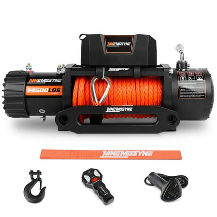 MNEMOSYNE Electric Winch 14500LBS Synthetic Rope 12v Wireless Remote Tow Truck Trailer Winch SUV 4WD