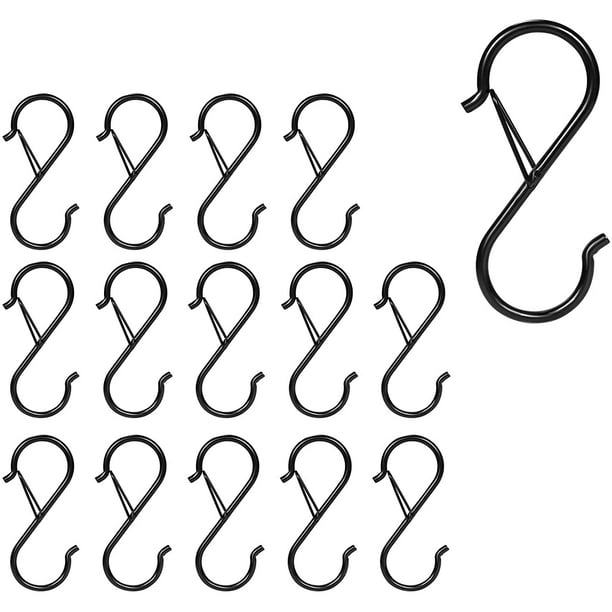 15pcs S Hooks, Heavy Duty S Shape Metal Hanger Hooks with Safety Buckle