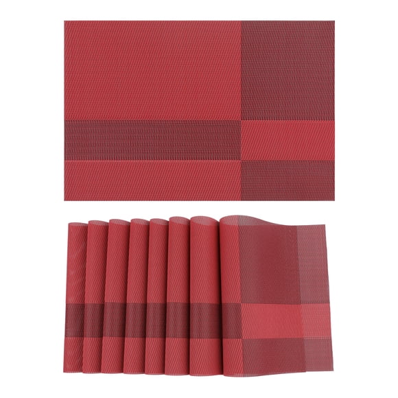 REGALWOVEN Set of 8 Placemats for Kitchen Dining Table Decor, Washable Table Placemats Wipeable Table Mat Red 18*12in