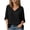 Black, variant on Minimalist Womens Tops Fashion V-Neck Solid Color Waffle Long Sleeve Leisure Elegant Dressy Casual Top