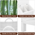 thumbnail image 6 of Bamboo Laundry Hamper with Lid, 120L Large Clothes Laundry Sorter with Removable 2-Section Liner Bag, Raised Laundry Basket Organizer for Clothing, Bathroom, Bedroom, Laundry Room, White, 6 of 15